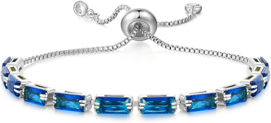 Tennis Bracelet for Women, 14K Gold Plated Cubic Zirconia Adjustable Slider Bracelets Trendy Jewelry Gift for Girls