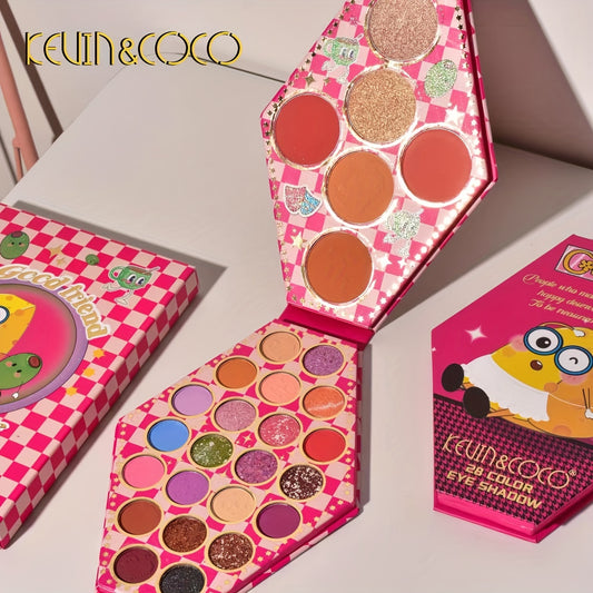 KEVIN COCO wholesale 28-Color Eyeshadow Palette: Pearly Matte, Bright Earth Tones & Shimmer Highlights for Girls