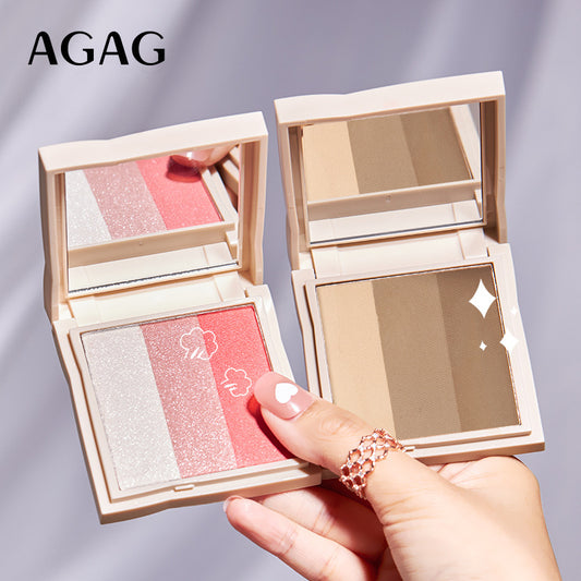 AGAG Egyptian Style Gradient Tri-Color Contouring Powder Integrated Disc Blush Shadow Disc Nose Shadow Disc Highlight Powder Brightening