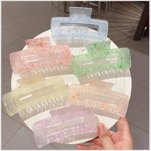 New spring and summer Korean version of jelly color women's grab clip solid color simple and versatile hair clip small fresh square shark clip hair ornament