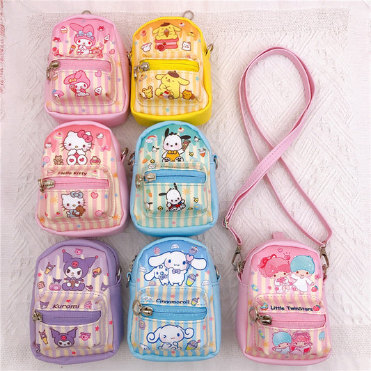 Cartoon pu multi-functional dual-purpose mini small backpack pendant kulomi crossbody bag girl lipstick loose money storage bag