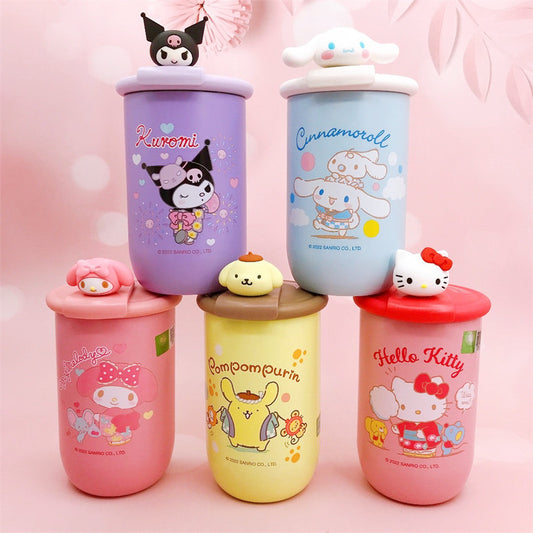 Genuine cute cartoon thermos mug rotating lid coffee cup Japanese three-dimensional doll water cup couple cup