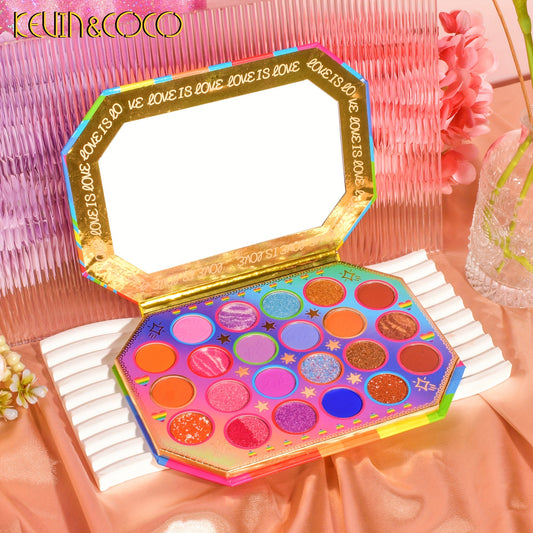KEVIN COCO wholesale 22-Color Rainbow Eyeshadow Palette - Fluorescent Colors for Long-Lasting Makeup & Party/Stage Looks