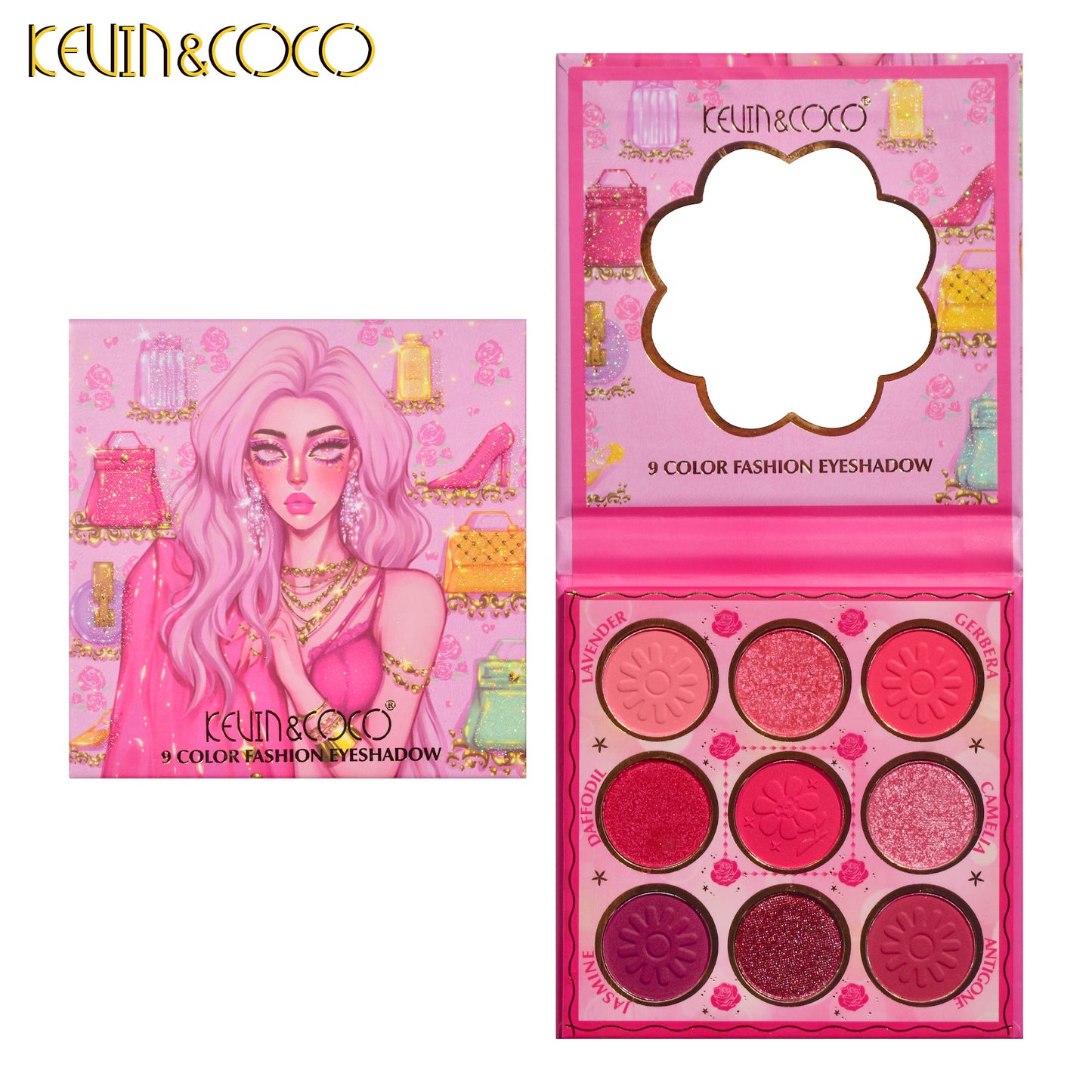 KEVIN COCO wholesale 9 colors beautiful eyeshadow palette